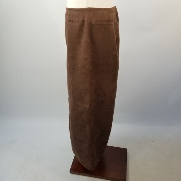 Emma James Liz Claiborne Brown Brushed Faux Suede Maxi Skirt Size 8 - Picture 2 of 4